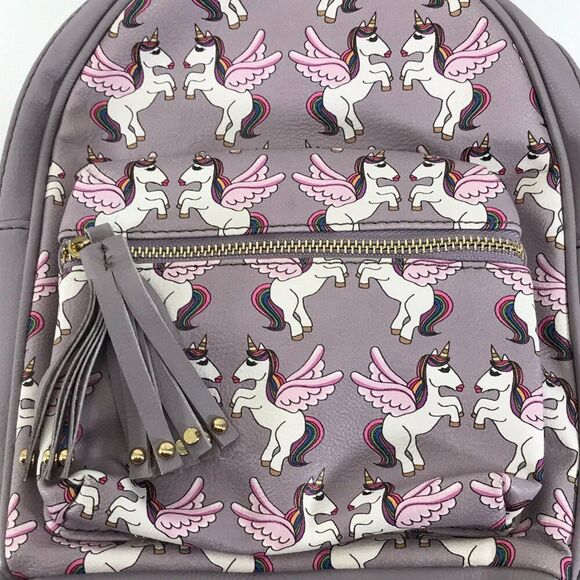 OMG Accessories Winged Unicorn Print Mini Backpack Girls OS 10"x11" Adjustable - Picture 2 of 7